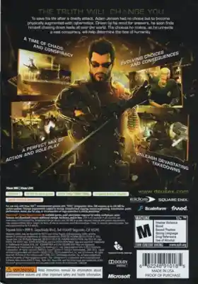 Deus Ex Human Revolution (USA) box cover back